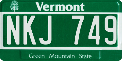 VT license plate NKJ749