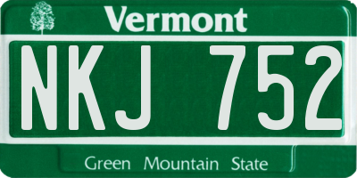 VT license plate NKJ752