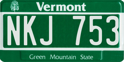 VT license plate NKJ753
