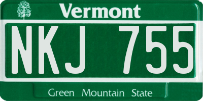 VT license plate NKJ755