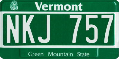 VT license plate NKJ757