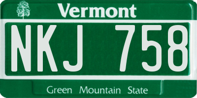 VT license plate NKJ758