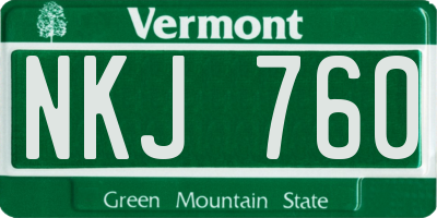 VT license plate NKJ760