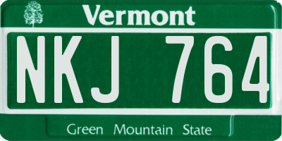 VT license plate NKJ764