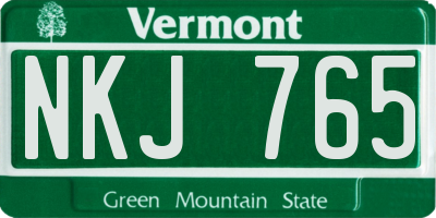 VT license plate NKJ765