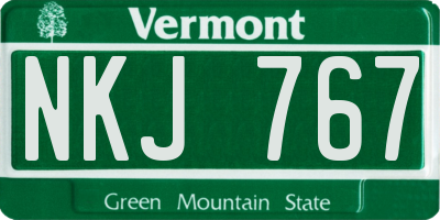VT license plate NKJ767