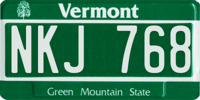 VT license plate NKJ768
