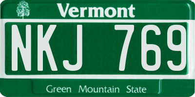 VT license plate NKJ769