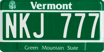 VT license plate NKJ777