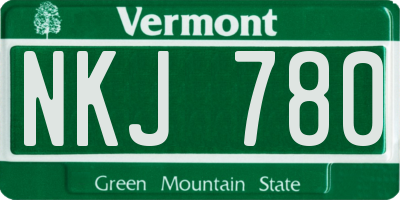 VT license plate NKJ780