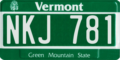 VT license plate NKJ781