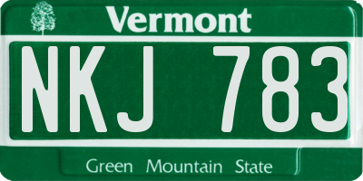 VT license plate NKJ783