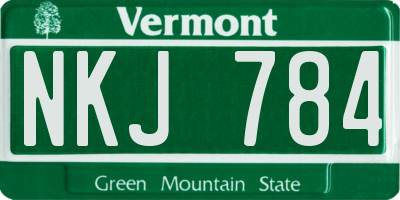 VT license plate NKJ784