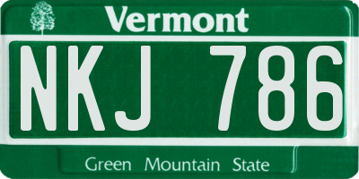 VT license plate NKJ786