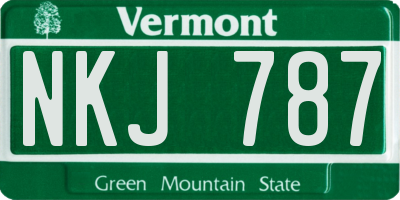 VT license plate NKJ787