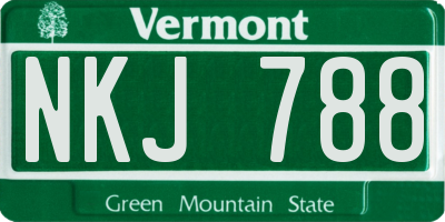 VT license plate NKJ788