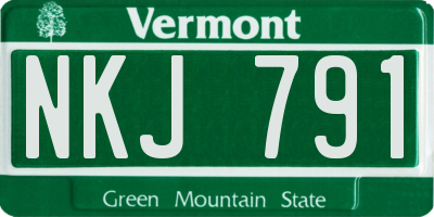 VT license plate NKJ791