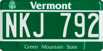 VT license plate NKJ792