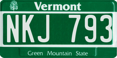 VT license plate NKJ793