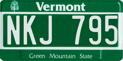 VT license plate NKJ795