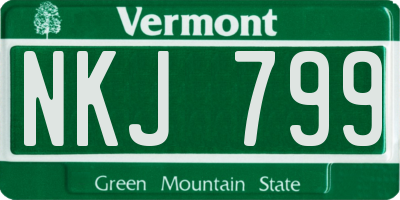 VT license plate NKJ799