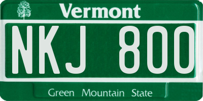 VT license plate NKJ800