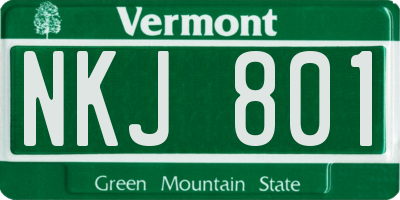 VT license plate NKJ801