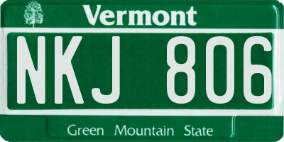 VT license plate NKJ806