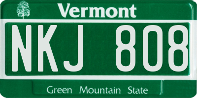 VT license plate NKJ808