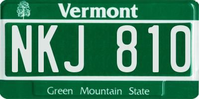VT license plate NKJ810