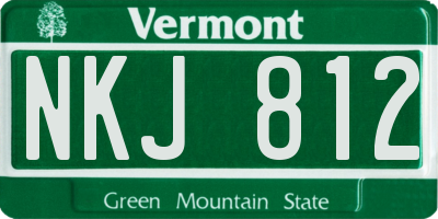VT license plate NKJ812