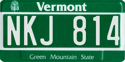 VT license plate NKJ814