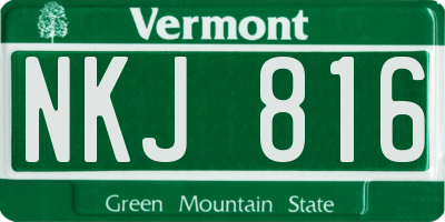 VT license plate NKJ816