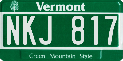 VT license plate NKJ817