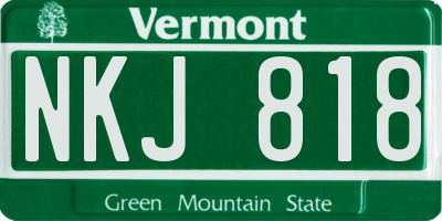 VT license plate NKJ818