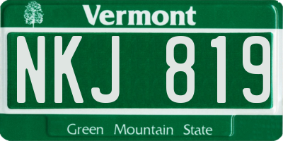 VT license plate NKJ819