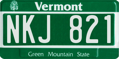 VT license plate NKJ821