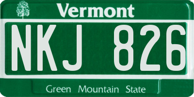 VT license plate NKJ826