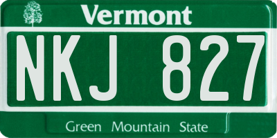 VT license plate NKJ827