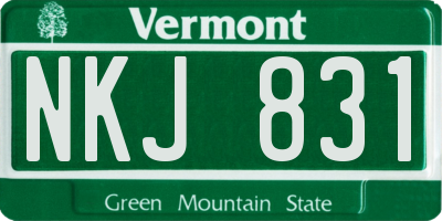 VT license plate NKJ831