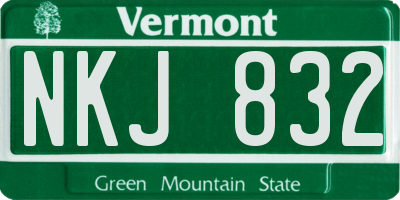 VT license plate NKJ832