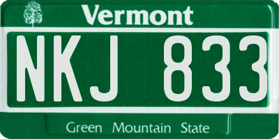 VT license plate NKJ833
