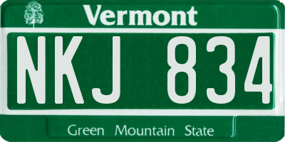 VT license plate NKJ834