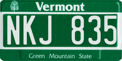 VT license plate NKJ835