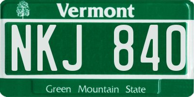 VT license plate NKJ840