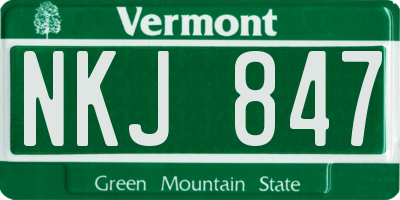 VT license plate NKJ847