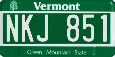 VT license plate NKJ851