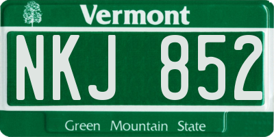 VT license plate NKJ852