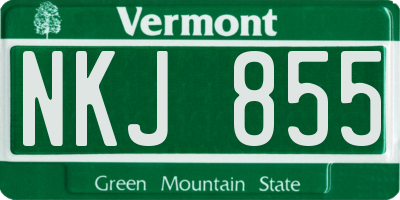 VT license plate NKJ855