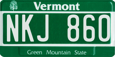 VT license plate NKJ860